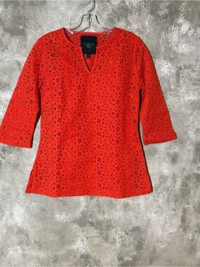 Talbots Bright Red Eyelet Cotton Tunic (love 22)